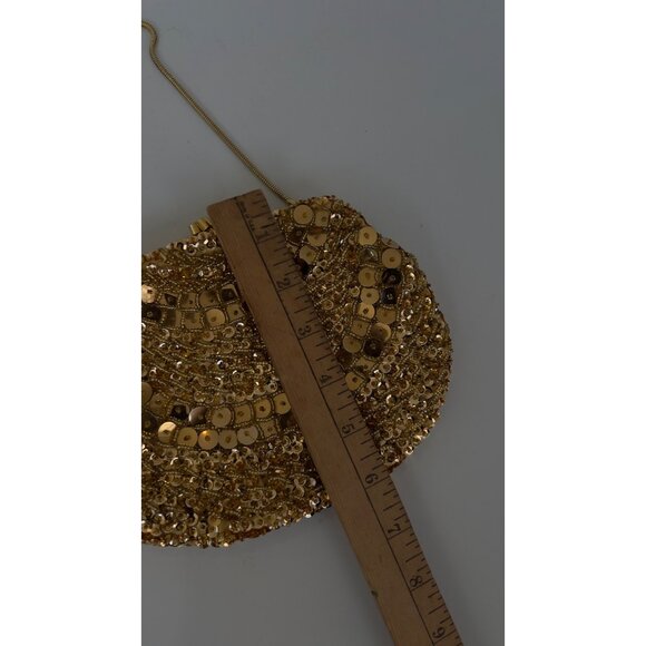 Vintage Gold Sequin Safco Bag Handmade Hong Kong With Chain Strap - Picture 7 of 8